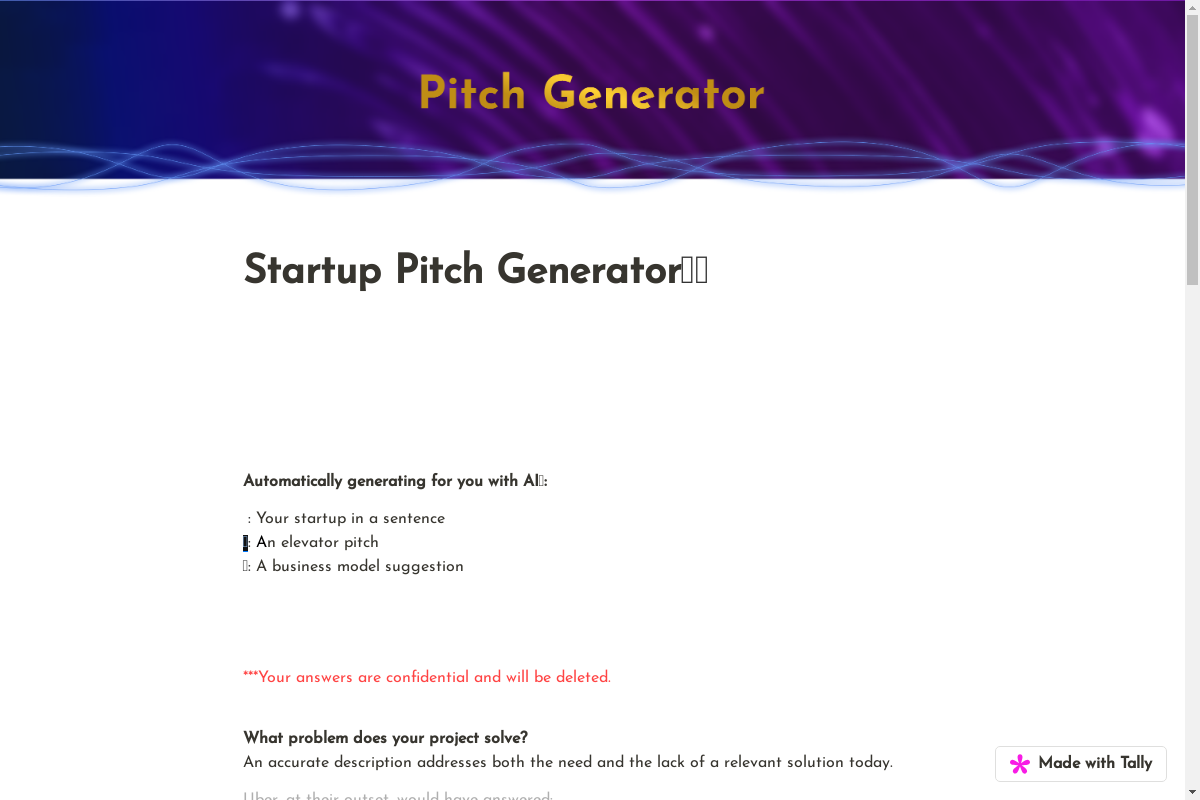 Startup Pitch Generator